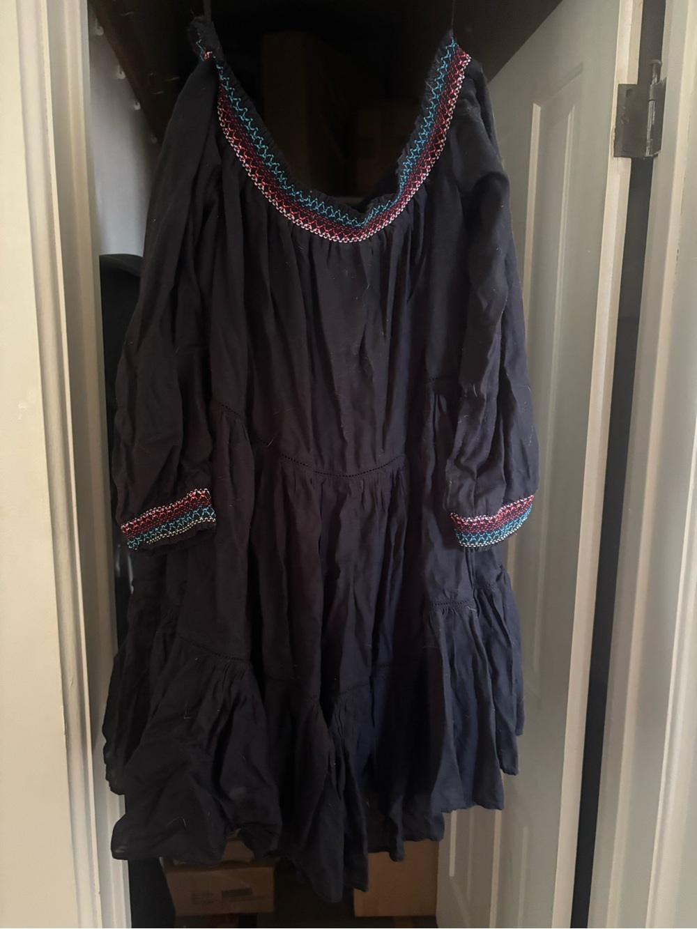 Free People Embroidered Boho Dress with Pink Floral Accents - Picture 2 of 3